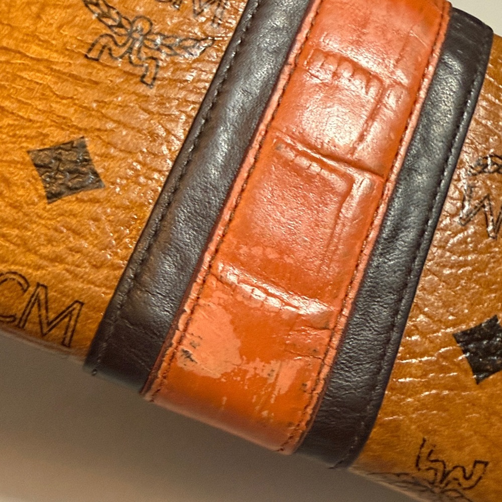 MCM Brown and Black Logo Continental Wallet with Orange Accent - Picture 10 of 11